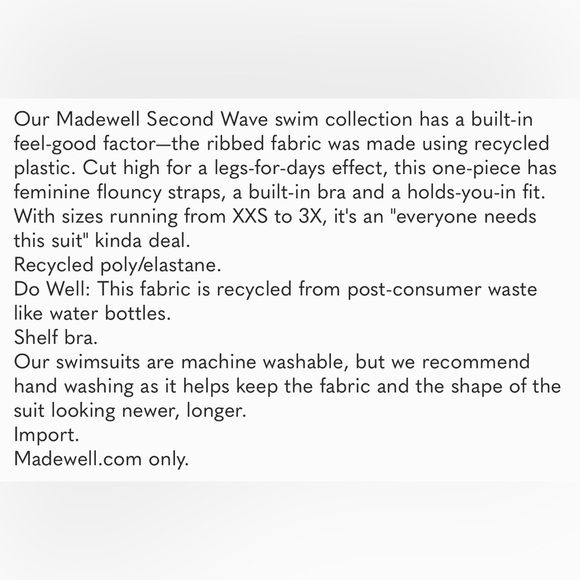 Madewell Second Wave Ribbed Ruffle-Strap One-Piece Swimsuit Periwinkle , size S - Picture 6 of 7